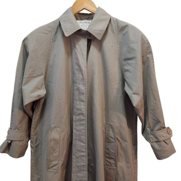 Claudia Barnes Petites trench jacket gray size 6 cotton blend 80's 90's - Picture 2 of 9